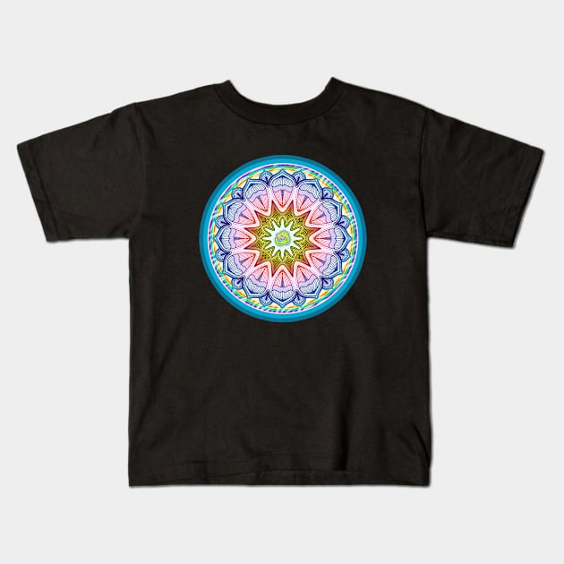 Mandala Geometry Fractal Sacred Yoga Art Mantra Good Vibe Kids T-Shirt by twizzler3b